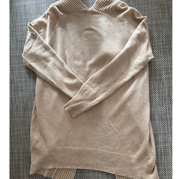 VINCE Cashmere/Wool Rib Trim Slouchy Open Front Cardigan Sweater Camel Beige S - Picture 3 of 6